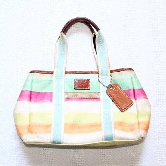 Coach Handbags - Coach Hampton Watercolor Stripe Small Tote Bag